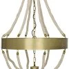All Lighting Noir Alec Chandelier, Antique Brass, Metal And Rope