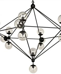 All Lighting Noir Qs Pluto Chandelier, Black Metal, Large
