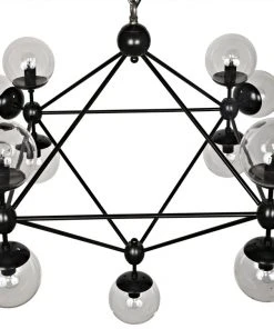 All Lighting Noir Qs Pluto Chandelier, Black Metal, Small