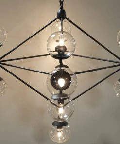 All Lighting Noir Qs Pluto Chandelier, Black Metal, Small