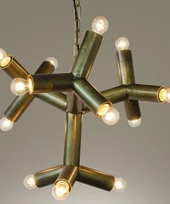 Noir Snow Flake Chandelier, Antique Brass