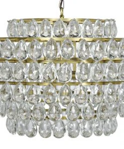 Noir Linden Chandelier, Antique Brass, Metal And Crystal All Lighting