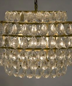Noir Linden Chandelier, Antique Brass, Metal And Crystal All Lighting