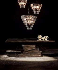 Noir Carnegie Chandelier, Black Metal, Medium