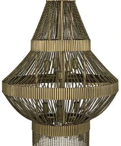 Noir Domo Chandelier, Metal With Brass All Lighting