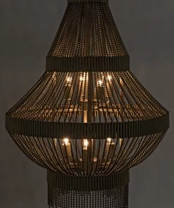 Noir Domo Chandelier, Metal With Brass All Lighting
