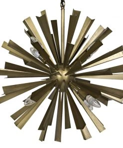 Noir Bero Chandelier, Antique Brass