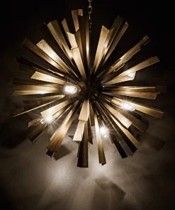 Noir Bero Chandelier, Antique Brass