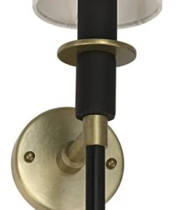 Noir Lenox Sconce, Black Metal And Brass Finish Sconces