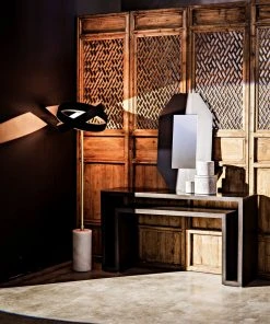 Noir Orion Floor Lamp, Black Steel