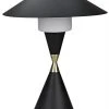 Noir Lucia Table Lamp, Black Metal With Brass Detail Table Lamps