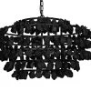 All Lighting Noir Vulcan Chandelier, Black Metal With Black Rocks