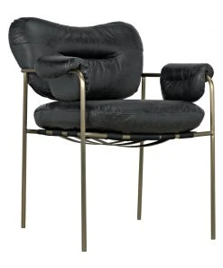 Noir Aphrodites Chair, Metal With Leather