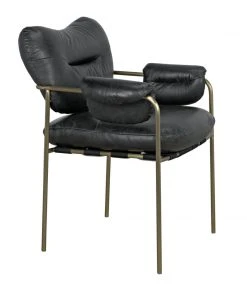 Noir Aphrodites Chair, Metal With Leather