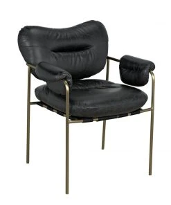 Noir Aphrodites Chair, Metal With Leather