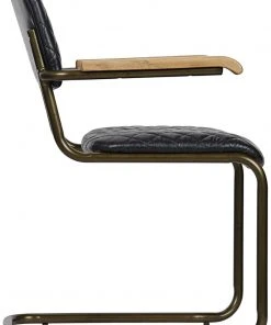 Noir 0045 Arm Chair, Vintage Black Leather