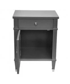 Worlds Away Side Table In Matte Dark Grey Lacquer With Brass Hardware Side & End Tables