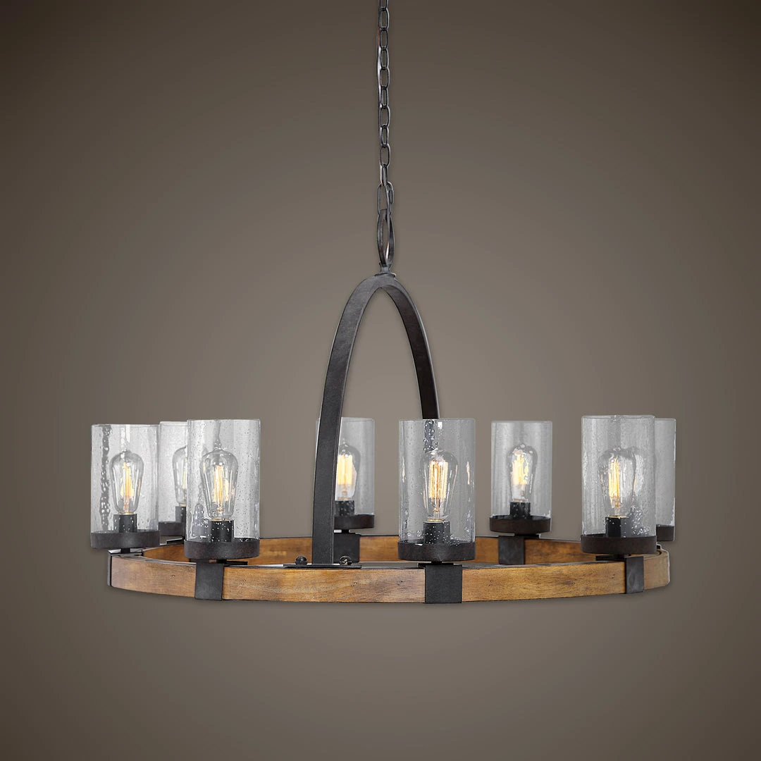 All Lighting Uttermost Atwood 8 Light Wagon Wheel Pendant 4 All Lighting Uttermost Atwood 8 Light Wagon Wheel Pendant