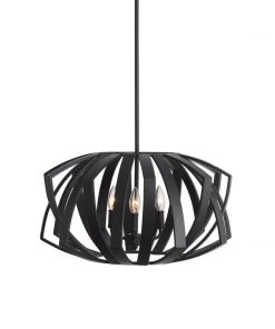 All Lighting Uttermost Thales Black Geometric 3 Light Pendant
