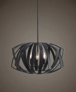 All Lighting Uttermost Thales Black Geometric 3 Light Pendant