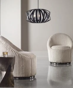 All Lighting Uttermost Thales Black Geometric 3 Light Pendant