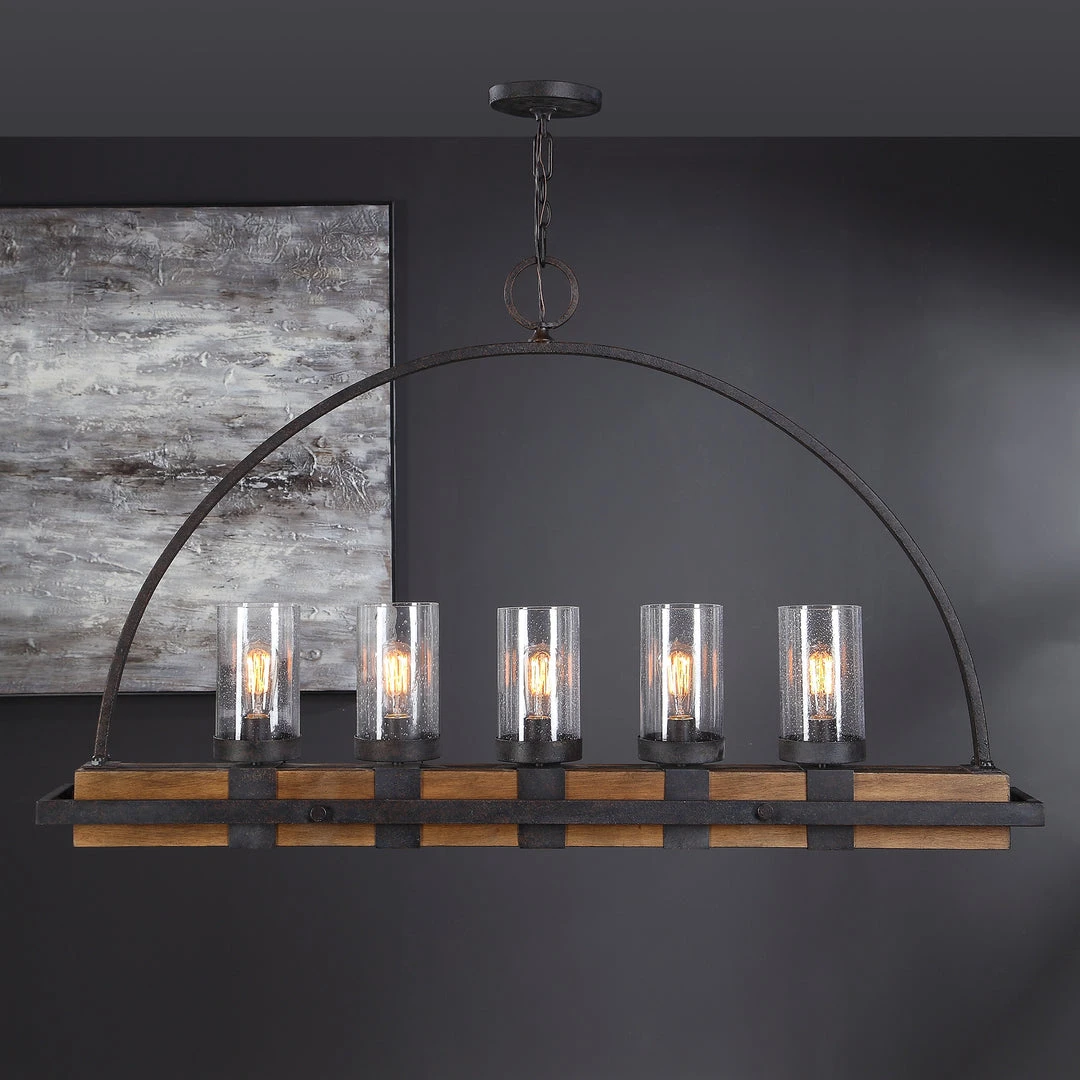 All Lighting Uttermost Atwood 5 Light Rustic Linear Chandelier 4 All Lighting Uttermost Atwood 5 Light Rustic Linear Chandelier