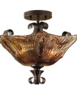 Uttermost Vetraio 2 Light Glass Semi Flushmount Pendants