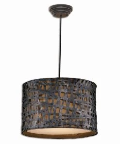 All Lighting Uttermost Alita Aged Black Drum Pendant