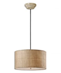 Uttermost Dafina 3 Light Burlap Drum Pendant
