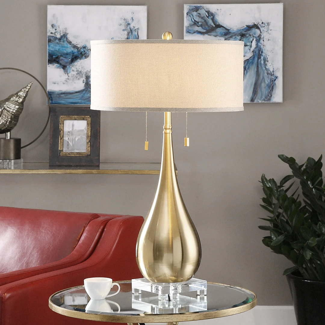 Table Lamps Uttermost Lagrima Brushed Brass Lamp 4 Table Lamps Uttermost Lagrima Brushed Brass Lamp