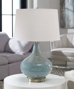 Uttermost Celinda Blue Gray Glass Lamp