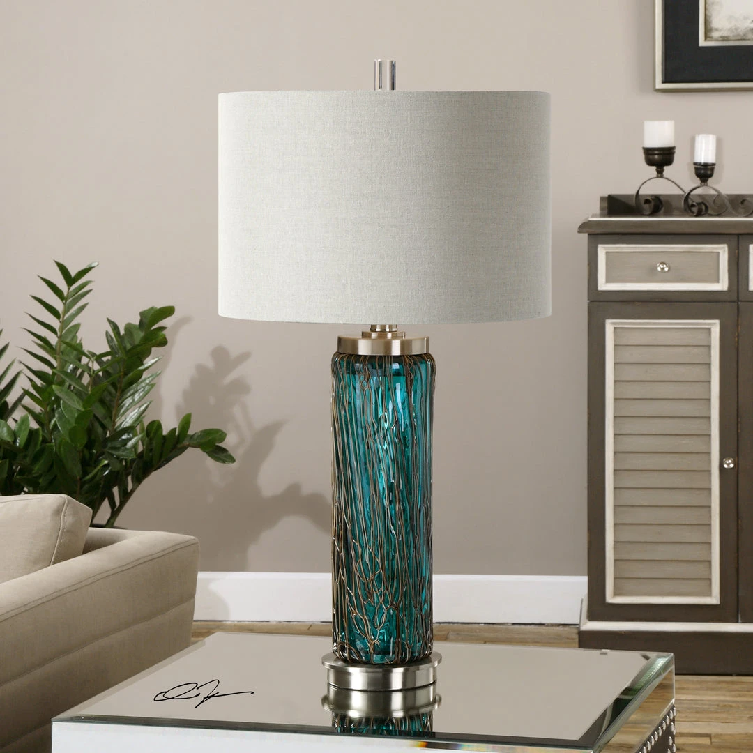 Uttermost Almanzora Blue Glass Lamp Table Lamps 4 Uttermost Almanzora Blue Glass Lamp Table Lamps