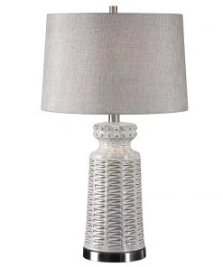 Uttermost Kansa Distressed White Table Lamp Table Lamps