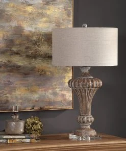 Table Lamps Uttermost Treneece Aged Pecan Lamp 9 Table Lamps Uttermost Treneece Aged Pecan Lamp