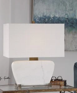 Uttermost Genessy White Marble Table Lamp Table Lamps