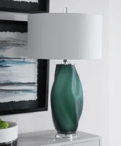 Uttermost Esmeralda Green Glass Table Lamp