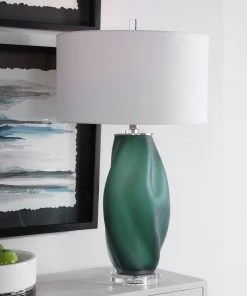 Uttermost Esmeralda Green Glass Table Lamp
