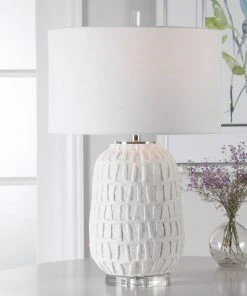 Uttermost Caelina Textured White Table Lamp Table Lamps