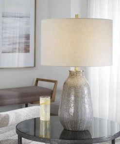 Uttermost Monacan Gray Textured Table Lamp