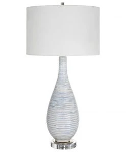 Uttermost Clariot Ribbed Blue Table Lamp Table Lamps