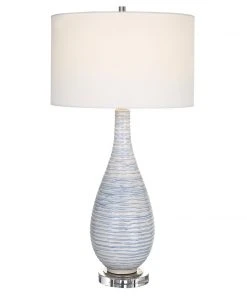 Uttermost Clariot Ribbed Blue Table Lamp Table Lamps