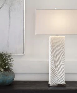 Uttermost Pillar White Marble Table Lamp