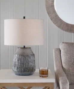 Uttermost Neolithic Blue-Gray Table Lamp Table Lamps