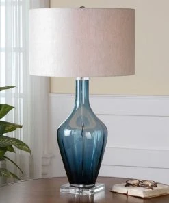 Uttermost Hagano Blue Glass Table Lamp Table Lamps