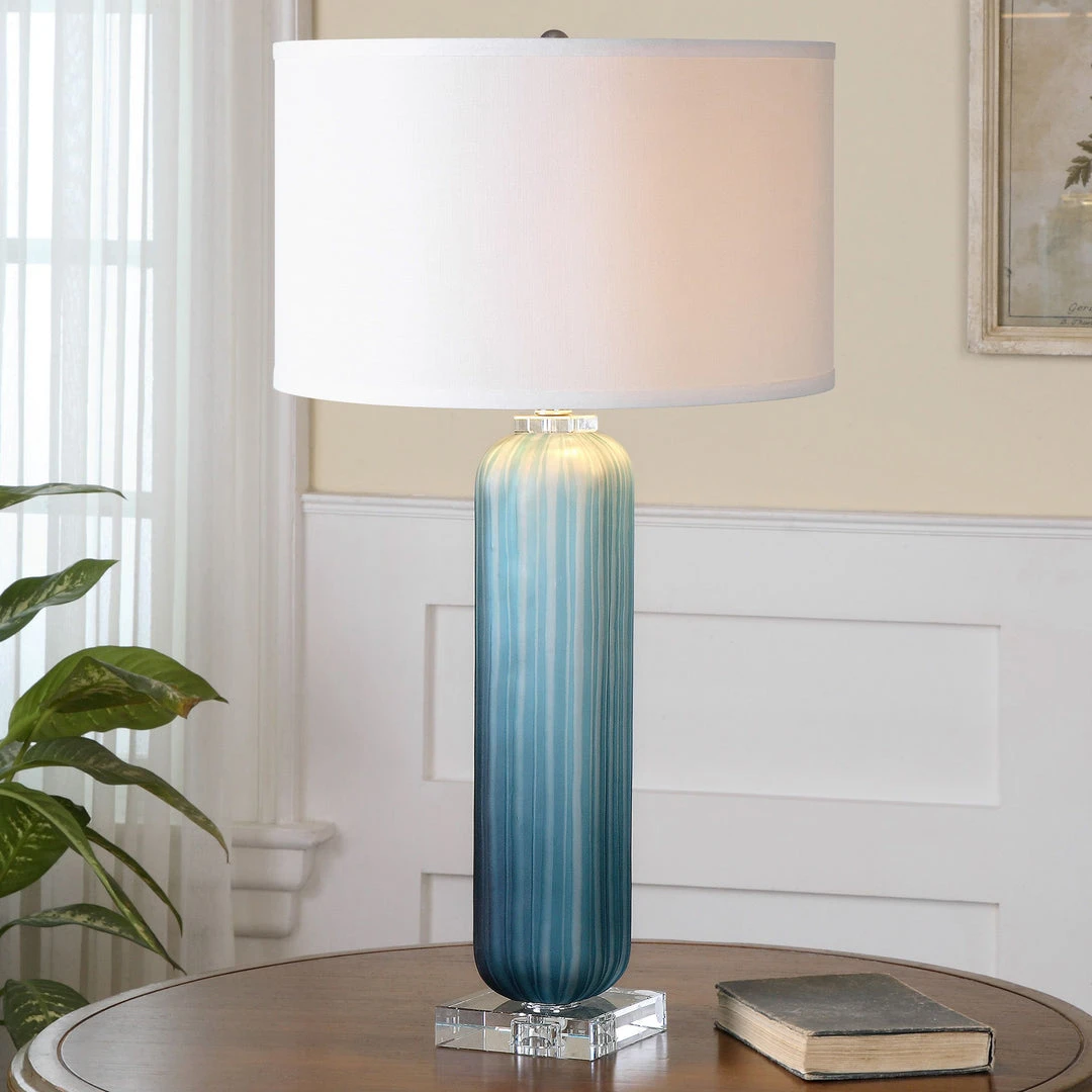Uttermost Caudina Frosted Blue Glass Lamp Table Lamps 4 Uttermost Caudina Frosted Blue Glass Lamp Table Lamps