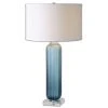 Uttermost Caudina Frosted Blue Glass Lamp Table Lamps