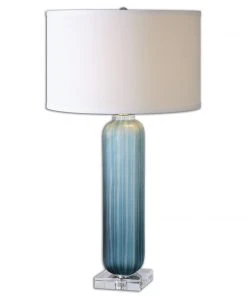 Uttermost Caudina Frosted Blue Glass Lamp Table Lamps