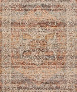Loloi Lourdes Power Loomed Tangerine / Ocean Rug