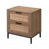 Jamie Young Reed 2 Drawer Side Table In Washed Wood & Black Metal Side & End Tables