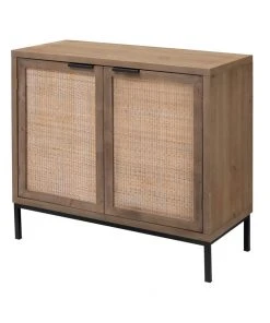 Jamie Young Reed 2 Door Accent Cabinet In Washed Wood & Black Metal LIVING ROOM